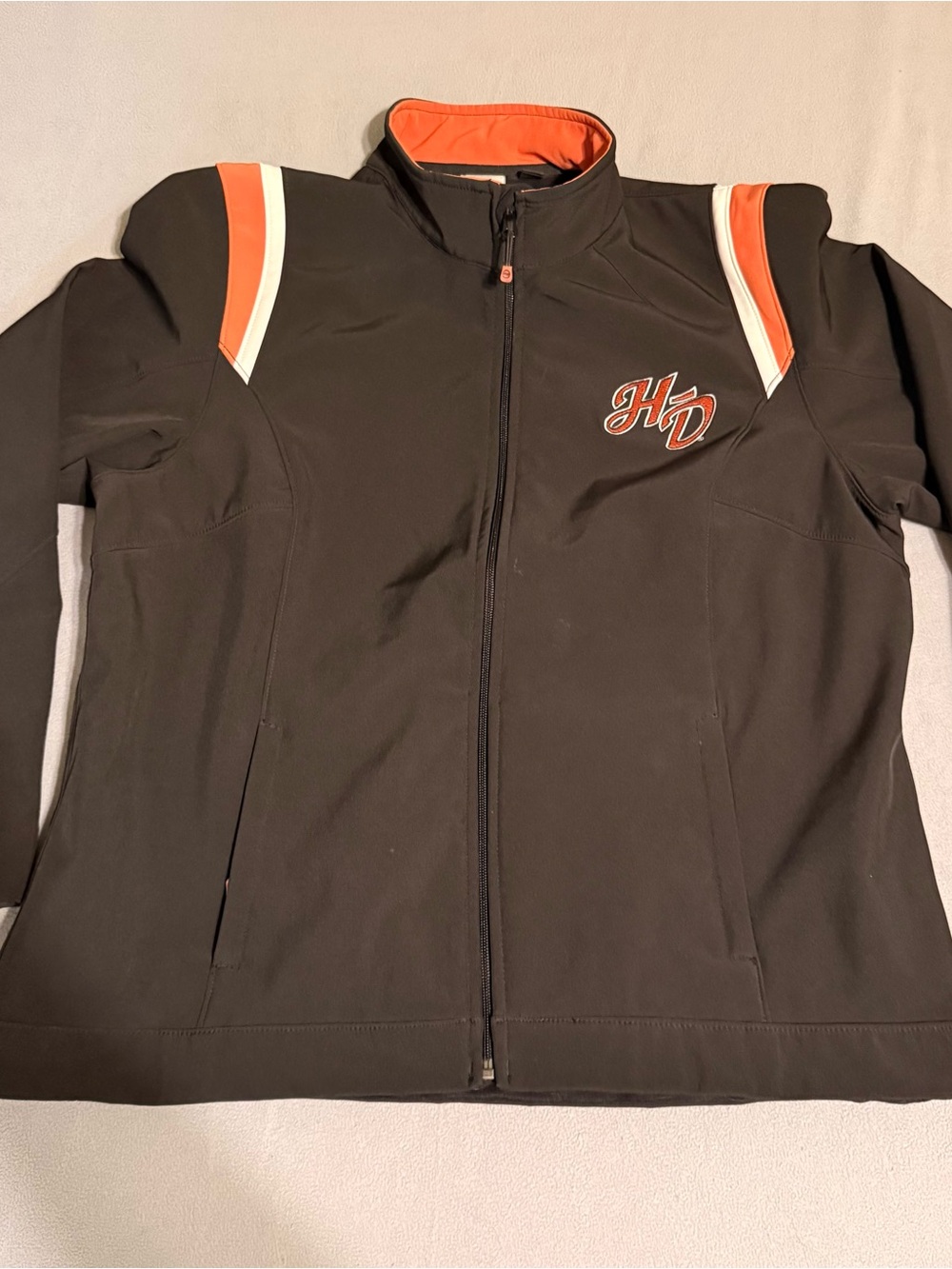 Harley Davidson Mens or Womens Plus Size 2XL Medium Weight Black & Orange Jacket